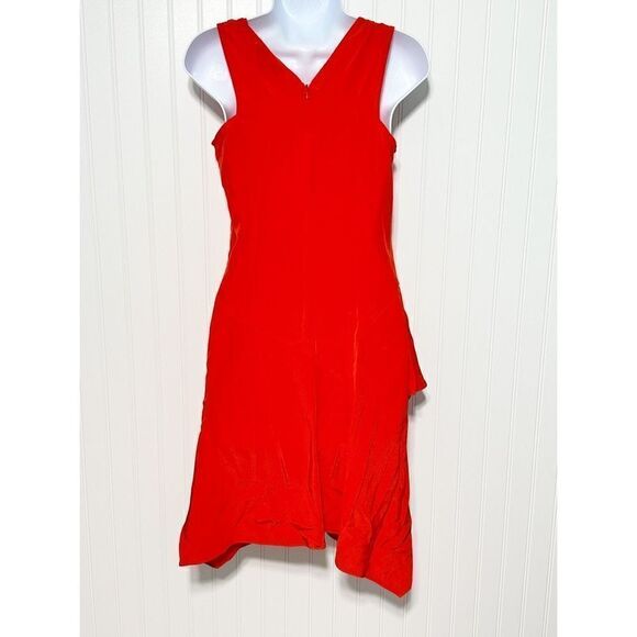 Derek Lam 10 Crosby Flamenco Asymmetrical V Neck Tank Dress Sleeveless Red 0 - Picture 10 of 16